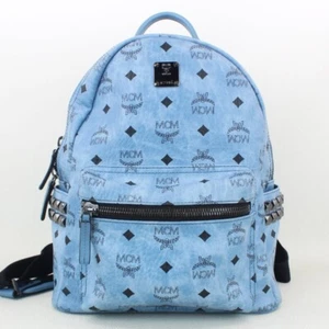 MCM Visetos Small Side Stud Stark Backpack Blue - Picture 1 of 7