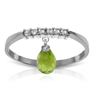Brandneu 1,45 ct 14K Weißgold Ring natürlicher Diamant baumelnder Peridot - Bild 1 von 3