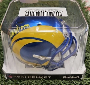 Von Kyren Williams signierter (gelbe Tinte) Rams Mini Speed Helm Bec - Bild 1 von 5