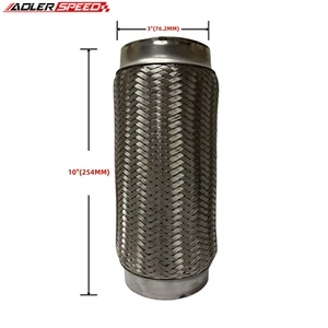 3" ID x 10" Length Exhaust Flex Pipe Double Braid Stainless Steel Connector US - Picture 1 of 2