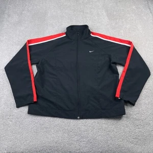VINTAGE Nike Jacket Boys Large Black Red Stripe Track Knit Full Zip Youth Y2K - Picture 1 of 14