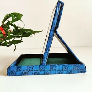 1950s Vintage Blue Cardboard Box Mirror Decorative Vanity Collectible V64 - Picture 1 of 10
