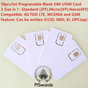 10 Stck./Set beschreibbar programmierbar leer Nano Micro SIM USIM Karte 4G LTE WCDMA GSM - Bild 1 von 10