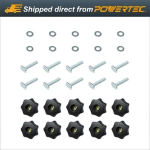 POWERTEC T-Track Knob Kit w/7-Star 5/16 Threaded Knob,Bolts,Washers-10PK (71482) - Picture 1 of 7