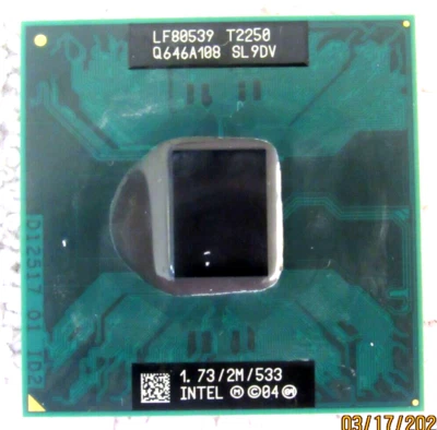 Intel Core Duo T2250 1.73 GHz 2MB 533MHz Processor SL9DV Mobile Laptop CPU - Image 1 of 4