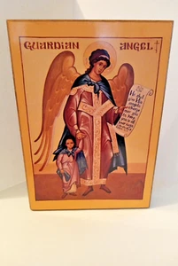 St.Katherine Guardian Angel with Girl Orthodox Icon 5"x7" Psalm 91:11 Scroll - Picture 1 of 7