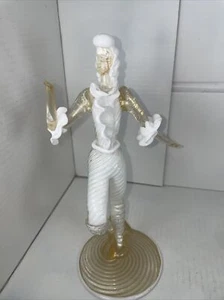 Mid Century Murano Gold Sparkle Glass Man In White With White Hair - Picture 1 of 12
