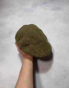 Harris Tweed Vintage Beatiful Green Flat Cap Hat Plaid Size XL - Picture 1 of 9