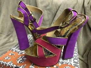 Sandalias de salón para mujer Bongo Fucsia púrpura tacón alto plataforma - Imagen 1 de 8