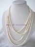 Long 50 8-9mm Natural White Akoya Cultured Pearl Beads Hand Knotted Necklace