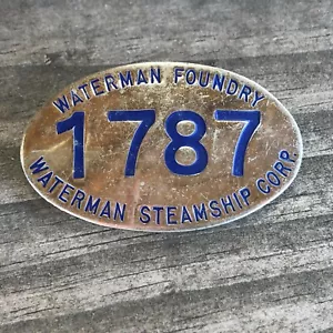 Waterman Foundry Steamship Corp ID Badge Employee Pin 1787 WW2 Era Vintage - Picture 1 of 12