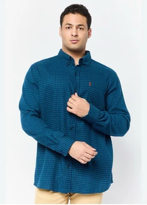 New Chaps L Flannel Long Sleeve Button Up Shirt Black Blue Check Men’s - Image 1 of 4