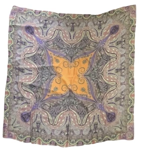 ETRO Milano Italy all veiled Silk H.R paisley multicolor shawl / wrap 50 in POEC - Picture 1 of 9