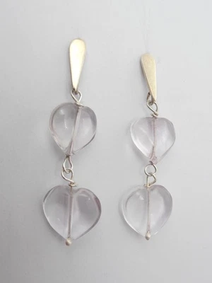 Orecchini pendenti con Cuore in Fluorite e Argento 925 - pietra dura - Immagine 1 di 4