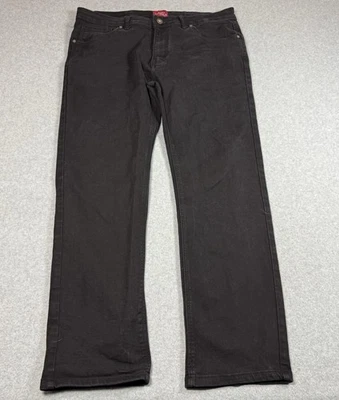 Pantalones de mezclilla Franky Max para hombre 38x32 negros pierna recta elásticos tiro medio relajados Foto 1 de 4