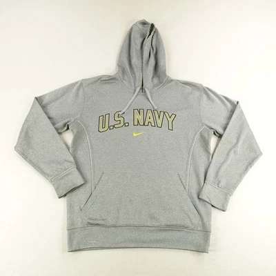 US Navy Hoodie Mens Medium Gray NCAA Football Therma Fit Sweatshirt Nike - Image 1 of 4