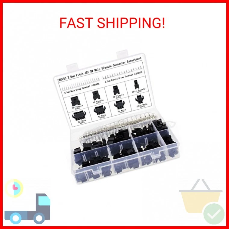 OCR 2.5mm Pitch JST SM Connector 2 3 4 5 Pin Male/ Female Housing Plug Connector - Image 1 of 1