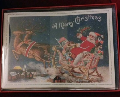 Punch Studio 3D EMBELLISHED SANTA SLEIGH DEER CHRISTMAS CARD TREE NEW INDIVIDUAL - Image 1 of 2