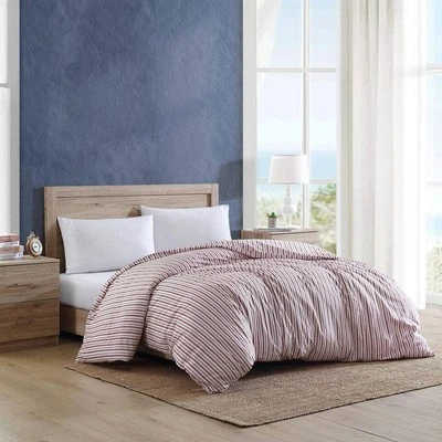 Juego de funda nórdica doble de algodón rojo a rayas Coleridge de 1 pieza Foto 1 de 4