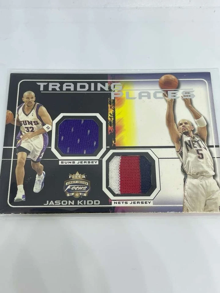 2001-02 Fleer Focus Trading Places Jason Kidd Dual Game-Worn Jersey TP-JK - Image 1 of 2