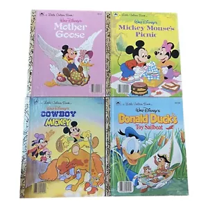 Little Golden Books Vtg Lot 4 Mickey Donald Duck Disney Mother Goose Cowboy - Picture 1 of 6