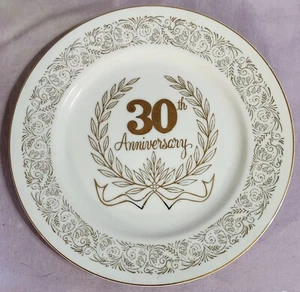 Piastra decorativa vintage Norcrest Fine China 30° anniversario 10,25" oro an-30 ottime condizioni - Foto 1 di 3