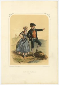 Antica stampa costume della Zelanda, Olanda - Foto 1 di 1