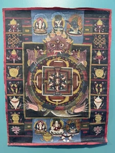 ANTIQUE TIBETAN THANGKA SCROLL PAINTING - Picture 1 of 20