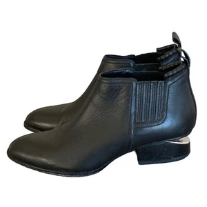 ALEXANDER WANG Black Leather Kori Point Toe Cut-Out Heel Women's Ankle Boots 8.5 - Picture 1 of 8