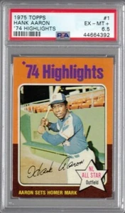 1975 Topps #1 Hank Aaron '74 Highlights Atlanta Braves HOF PSA 6.5 CENTERED! - Picture 1 of 2