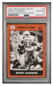Barry Sanders 1991 Oklahoma State Collegiate Collection #76 Gem Mint PSA 10!!!