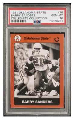 1991 Oklahoma State Collegiate Collection #76 Barry Sanders Gem Mint PSA 10 - Image 1 of 3