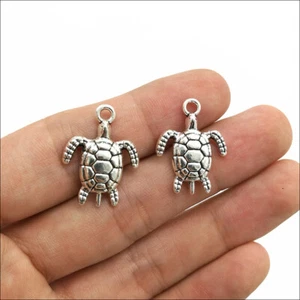 50pcs turtle animals Antique Silver Charms Pendant For Earring Bracelet Necklace - Picture 1 of 9
