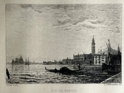 Ziem / Gaucherel Gravure Eau Forte Etching Paysage Canal Gondole Vue De Venise - Photo 1/4