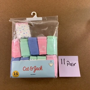 Cat & Jack Girls Size 12 Multi-Color Cotton Bikini Underwear 11 Pack NWT - Picture 1 of 5