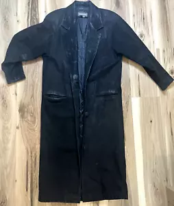 Maurices Women's Vintage Black Leather Trench Coat Paisley Lined, XS XCH - Picture 1 of 7