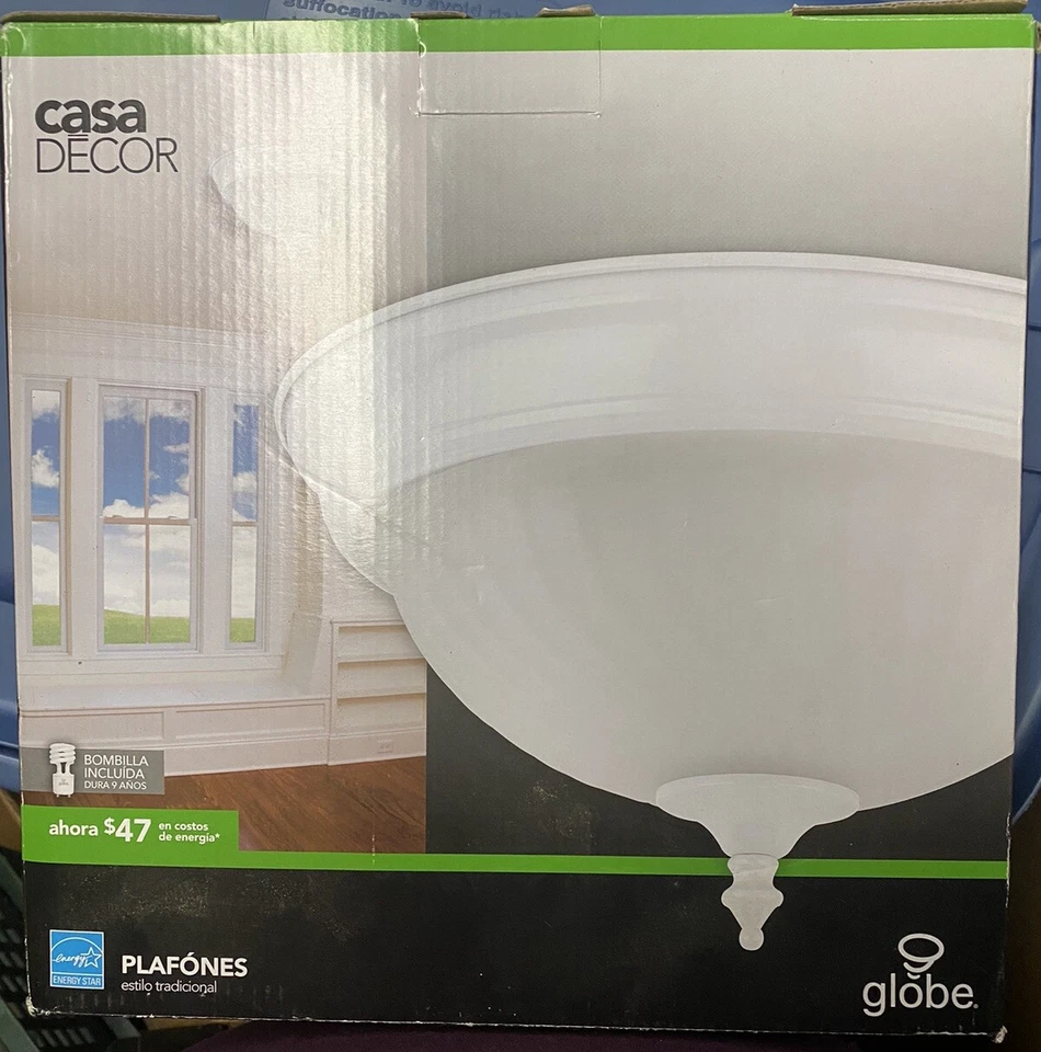 Globe Electric Flush 天花板灯具 白色 — 第 1/1 张图片