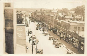 Calais ME Maine Aerial View Storefronts Old Cars Photo Postcard Copy - Picture 1 of 2