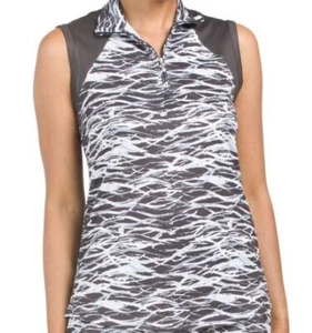 NWT Ladies FRINGE Bermuda Sands Black Gray Sleeveless Golf Shirt S M L & XL - Picture 1 of 2