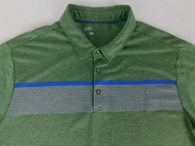 Sligo Mens Designer Short Sleeve Green Striped Polo Golf Shirt XXL NICE - Image 1 of 4