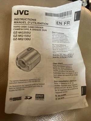 Manual JVC Everio GZ-MG255U HD Camcorder GZ-MG155u * GZ-MG130u *BOOK ONLY - Image 1 of 3