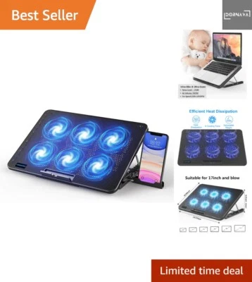 Gaming Kühler Metall 7 Höhenverstellbar Leise Fans Laptop bis 17Zoll Bla - Bild 1 von 4