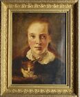 Quadro olio ritratto donna donna gatto firmato J. Hudson intorno al 1920