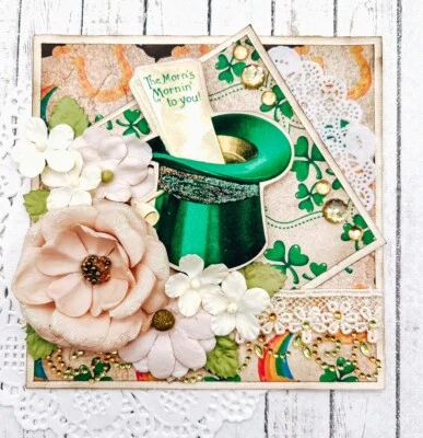 Handmade Vintage THE MORN'S MORNIN' TO YOU Lucky Hat St. Patrick's Day Card - Image 1 of 3
