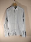 Hawes And Curtis Blue White Striped Extra Slim Fit Shirt 155  35 Double Cuff