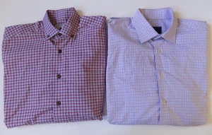 Lot 2 David Donahue Mens Plaid Dress Shirts Medium/size 16 - Picture 1 of 7