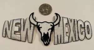 Embroidered Iron On Patch - New Mexico State 5"x2". White/ Black - Picture 1 of 3