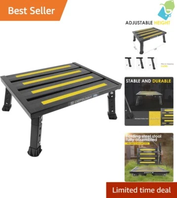 Adjustable Aluminum RV Step Stool Foldable Platform Non-Slip Heavy Duty 1000lb - Image 1 of 4