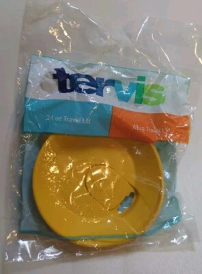 Tampa de viagem TERVIS compatível com caneca e copo de 24 oz tampa amarela utensílios de bebida isolados NOVO - Imagem 1 de 2