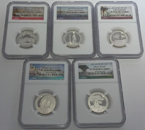 2013 S Proof Silver 5 Coin Quarter Set NGC PF70 Ultra Cameo National Parks 25c - Picture 1 of 3